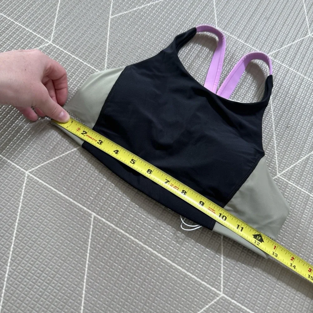 NEW Prana Baja Bound Top Women's‎ XS Black Color Block Sport Bra Swim Top